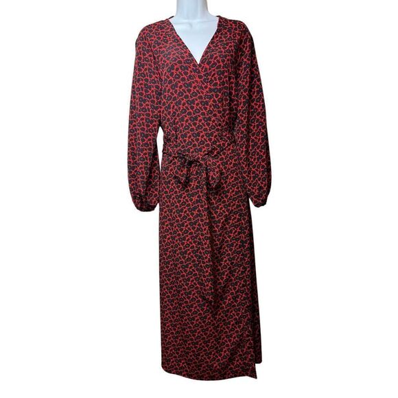 Rodebjer Khalida Red And Black Floral Poppy Maxi Dress Sz. L - Picture 3 of 8